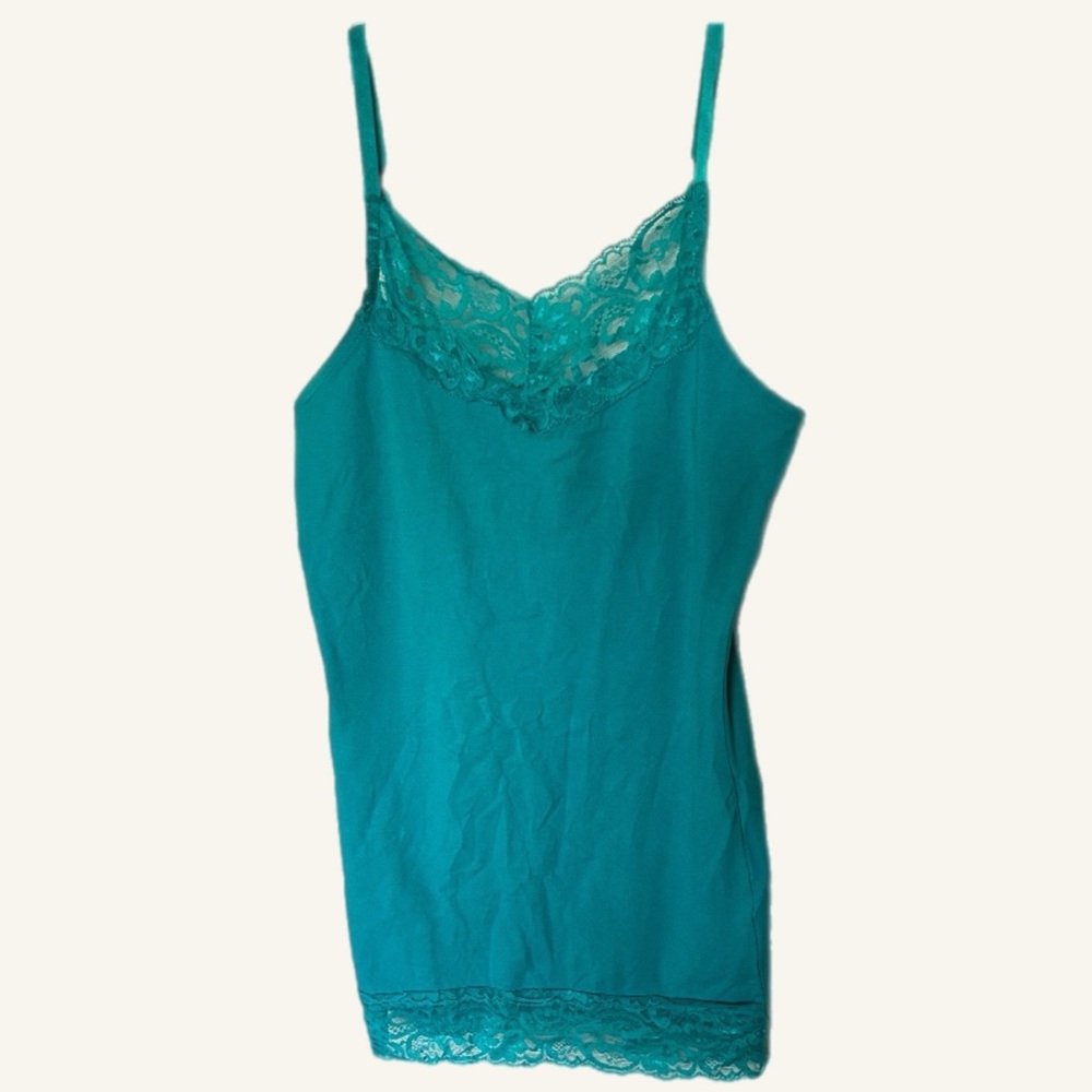 Women's Size‎ medium White Camisole Tank Top With Lace Trim